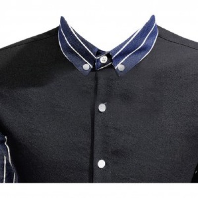 SKLS008 made men's casual long-sleeved shirt Striped stitching Shirt store front view